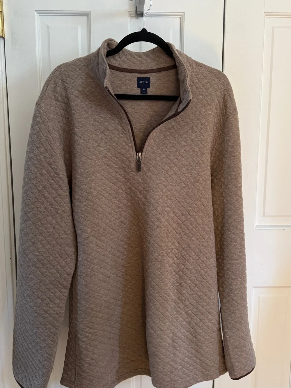 J. Crew Men’s Quilted Half-Zip Sweater - Taupe